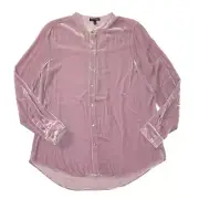 NWT Eileen Fisher Mandarin Collar Long Shirt in Sachet Purple Velvet Tunic S