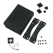 Raspberry Pi Case Black Aluminium Case with Mount, Heatsinks and Cooling Fan for