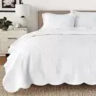 Cozy Line Home Fashions White King-Size 3 Piece Blantyre Scalloped Edge Cotto...