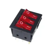 5 xDPDT Red Light Illuminated Round Rocker Switch Three Position 9 Terminals