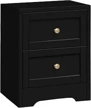 ALFORDSON Bedside Table Oak 2-Drawer Nightstand Cabinet 39cm x 39cm x 50cm Wooden Storage Organiser Side Chest End Table for Hallway, Bedroom and Living Room (Hampus - Black)