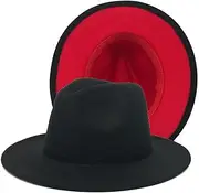 [UPSTORE] Wide Brim Fedora Hat for Men Women Classic Patchwork Two Tone Panama Hat Jazz Cap