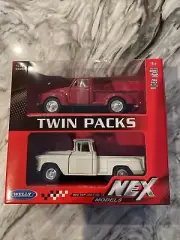 53/55 Chevy 3100 Pick Up & Stepside Truck Model Welly Diecast Twin Pack NIB T31D