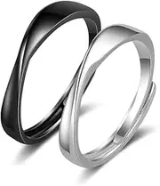 [Kefley] Matching Couple Rings for Him and Her Sets Promise Rings Girlfriend Boyfriend Christmas Birthday Gifts for Best Friend Adjustable Couple Twisted Finger Ring