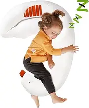 Choc chick Curve Long Kids Body Pillow,36X27inches Swans Shape Soft Child Hug Sleep Toddler Pillow,Hand Washable 100% Organic Cotton Pillowcase Toddler Pillows for Sleeping