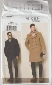 Vogue Sewing Pattern V8940 Men's Double Breasted Jacket and Pants Sz 34-40