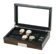 Wooden Large 8 Slot Watch and Cufflinks Display Box Case Organizer with Glass...