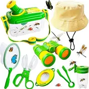Bug Catcher Kit for Kids,8 Pcs Kids Bug Habitat with Bug Collector Butterfly Net Magnifying Glass Binoculars Tweezer Hats,Outdoor Explorer Kit for Boys Girls 3-12 Years Old