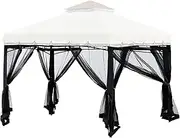 Canopy Netting Outdoor Patio | 4X Gazebo Mesh Curtains - 10×10FT Anti-Gnat UV-Resistant Ventilation Sunshade for Backyard Patio Camping Tent