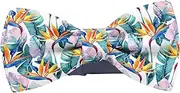 [KAWAMOUSE] Adjustable Pre-tied bow tie for Men (Bird Of Paradise Pattern) Elegant Cute Bowties for Dogs Cats Pets, Pattern as Shown