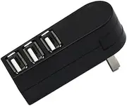 FELTECHELECTR 3 Compact Portable Port USB Splitter Data Hub for Multiple Devices Lightweight and Rotatable No Driver Installation Required for Laptops and Black