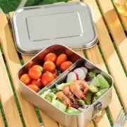 Rectangular 304 Stainless Steel Lunch Box Separated Food Storage Box Picnic
