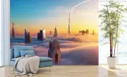 Modern City in Clouds Wallpaper Living Room Murals Removable Wall Sticker Poster
