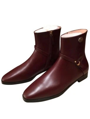 Gucci Double G Strap Leather Ankle Boots Size 39