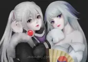 Anime girls kyrie meii white hair black eyes purple Playmat Game Mat Desk
