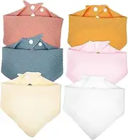 ANDRESLAD Boys Girls Bibs 6 Pack Muslin Triangle Scarves Bibs for Infants Newborns to 18 Months Quick-dry Machine Washable