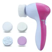 Facial Cleansing Brush Face Scrubber: Electric Exfoliating Spin Cleanser Device Waterproof Deep Cleaning Exfoliation Rotating Spa Machine - Rose Red