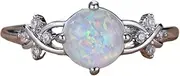 [Generic] Opal Rings for Women,925 Silver-plated Oval Opal Engagement Ring Bridal Set with Cubic Zirconia Opal Wedding Promise Ring Jewelry
