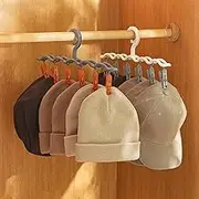 Hats Hanger Rack with 6 Clips for Closet, Hats Organizer Cap Storage for Baseball Caps, Winter Beanie, Berets, Sunhat, Topee, Bucket, White