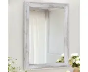 Mirrors for Wall Rustic Wood Framed Mirror Large 26''x18'' Decorative Farmhouse Bedroom Bathroom Hanging Mirror Wall Decor Rectangle,Rustic White