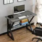 Kori Wood & Metal Computer Desk with Shelf (Grey & Black) 80cm