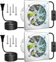 2 Pack 8 Inch Kitchen Exhaust Fan, 760CFM Metal Attic Exhaust Fan, 80W Wall Moun