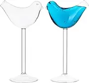 Angoily 2pcs Bird Cocktail Glasses, Clear Bird Shaped Wine Glasses, Unique Bird Shape Martini Goblet Glassware, Fancy Drinking Glasses for Home Bar Party Club (150ml)