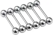 [Hnxnskt] Tongue Rings Surgical Steel Tongue Piercing Jewelry 14G Nipple Piercing Jewelry for Women Men Straight Barbell Bar Tongue Rings 6mm Balls