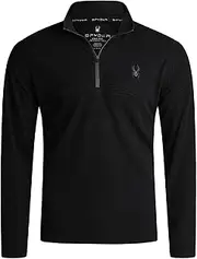 [Spyder] Men's Active Quarter Zip Sweatshirt - Lightweight Grid Fleece Athletic Mock Neck Pullover Sweatshirt (Sizes: S-XXL), Black, Small