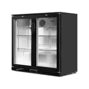 Devanti 198l Bar Fridge 2 Glass Door Commercial - Black