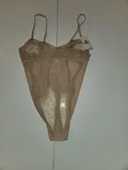 b.tempt'd By Wacoal Women's L Lingerie Semi Sheer Bodysuit Tan