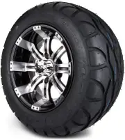 MODZ 12" Tempest Machined Black Golf Cart Wheels and Tires (245-50-R12) Set of 4