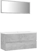 vidaXL Stylish Bathroom Furniture Set with Engineered Wood Sink Cabinet and Built-in Ceramic Basin in Concrete Grey Color