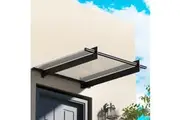 Instahut Window Door Awning Canopy 1mx1m Flat Transparent Sheet Metal Frame