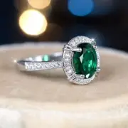 Beautiful Women's Wedding Ring Simulated Emerald Oval Cut Silver 925