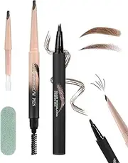 Eyebrow Pencil Waterproof Set, Microblading Eyebrow Pen & Gel Eyebrow Pencil with Replacement Lead, Quick Sculpt and Filling of Eyebrows, Durable Smudge-proof Eyebrow Colour Brown Makeup-02