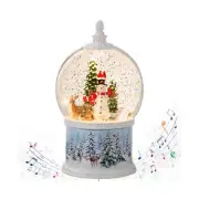 Christmas Snow Globe Swirling Glittering Snowman Scene, USB Lined/Battery Ope...
