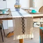 Decorative Table Runner Cover Boho Chic with Tassels for Farmhouse Dining Decor