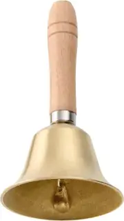 Hand Bell, Gold 3.14 Inch Large Hand Call Bell with Solid Brass Wood Handle, Ver
