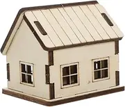 Yardenfun Miniature House Chinese House Miniature Model Dining Table House Doll House Clothes Cookie Machine Mini House Mini Models Flower Window House Wooden Khaki