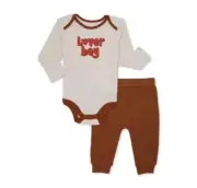 Wonder Nation Baby Boy Valentine's Day Creeper Set-Caramel Cafe-12 Months-NWT