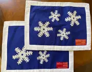 Pair (2) Navy/White/Silver Winter Friends Collection Holiday Snowflake Placemats