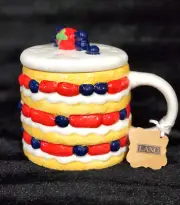 Strawberry Shortcake Blueberry 3D Figural Ceramic Mug Lid 24 oz Food Whimsy Lang
