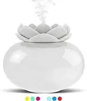 Ceramic Essential Oil Diffuser,Personal Humidifiers Small for Office Desk,EEssen Cute Lotus USB Cool Mist Humidifier Ultrasonic,7 Colors LED Light Auto Shut-off(White)