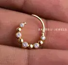 14K Solid Gold Bezel Set Minimalist Diamond Daith Clicker, Unique Septum Piercin