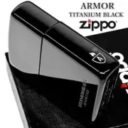 Zippo Armor Case Titanium Black Side Logo Etching Brass Oil Lighter Japan New
