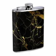 Gold Marble Em1 Flask 8oz Stainless Steel Hip Drinking Whiskey