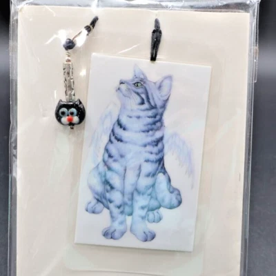 Cat Bookmark Laminated Angel Winged Cat Metal Annette Renee