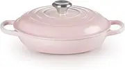 [Le Creuset] Signature Enamelled Cast Iron Shallow Casserole Dish With Lid, 26 cm, 2 Litres, Shell Pink, 21180267774430