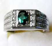 Indian Ocean Apatite Ring / size 14 / 925 Sterling Silver / 1ct 8.1g